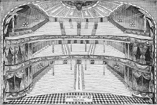 Illustration of Haverly's 14th Street Theatre></P>


<P>14th Street West of 6th Avenue<BR>
Estimated seating capacity: 1283</P>

<HR align=