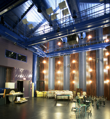 Photo of stage with experimental theater set